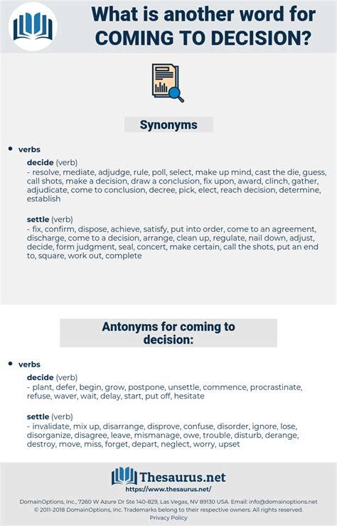 Another way to say Decision Synonyms for Decision (other words and phrases for Decision). . Decision thesaurus